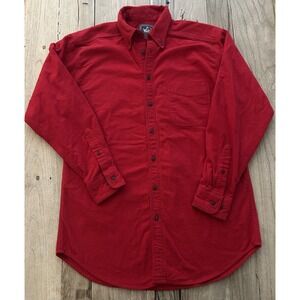Vintage Woolrich Chamois Button Shirt Red Oversized Med MADE IN USA 100% Cotton